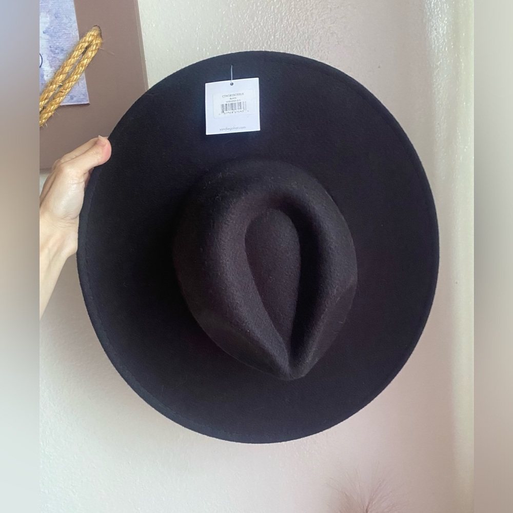 Black wide brim felt bolero hat